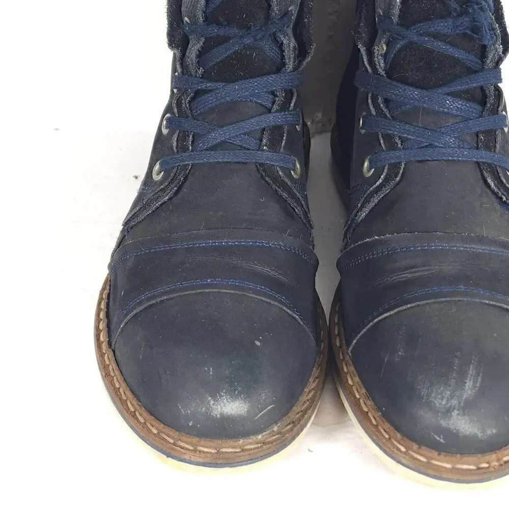 Freebird Men's Fisk US12 Blue Navy Leather Lace-Up Ankle Chukka Boots